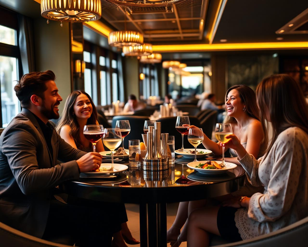 Amigos compartiendo una cena