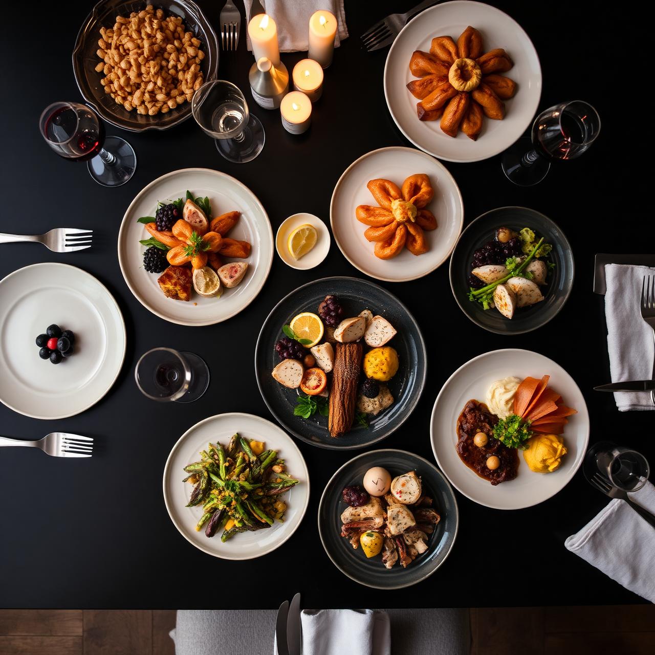 Mesa servida con varios platos para compartir